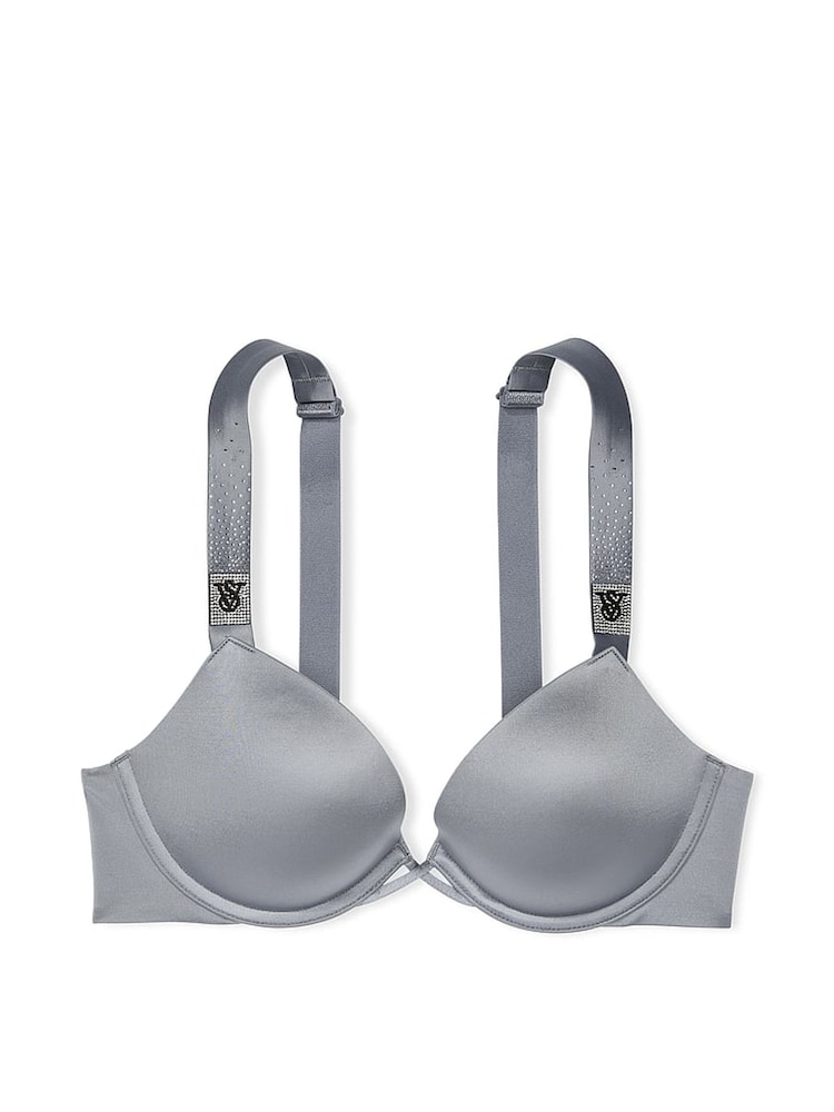Victoria's Secret Asteroid Grey Push Up Scattered Shine Strap Bra - Image 1 of 2
