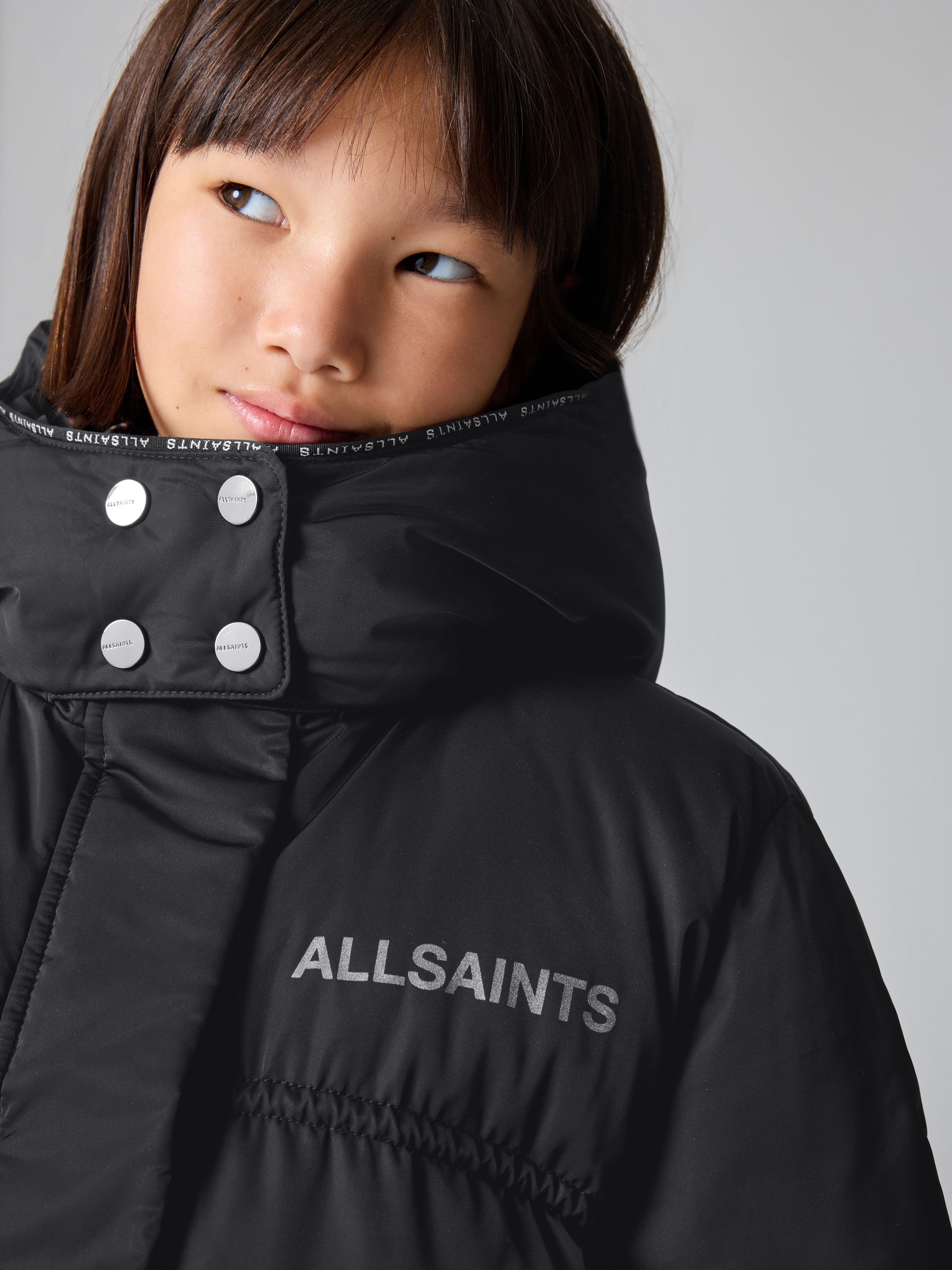 Buy smALLSAINTS Black Ruched Longline Padded Coat from Next USA