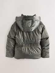 smALLSAINTS Khaki Green Waisted Short Padded Coat - Image 9 of 14