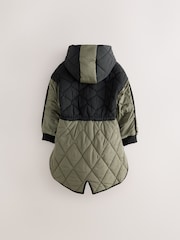 smALLSAINTS Black/Green Longline Quilted Jacket - Image 12 of 16