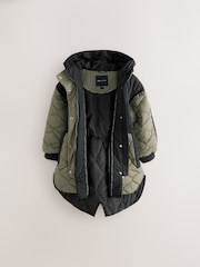 smALLSAINTS Black/Green Longline Quilted Jacket - Image 13 of 16
