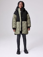 smALLSAINTS Black/Green Longline Quilted Jacket - Image 2 of 16
