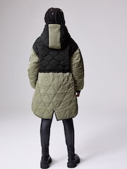 smALLSAINTS Black/Green Longline Quilted Jacket - Image 4 of 16