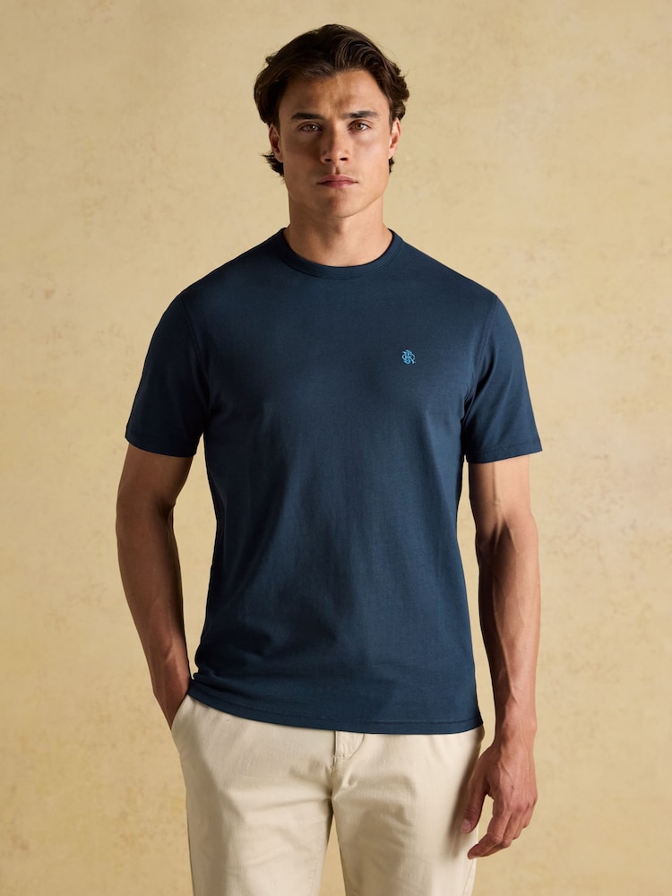 Rugby Club Navy Crew Neck Cotton T-Shirt - Image 1 of 7