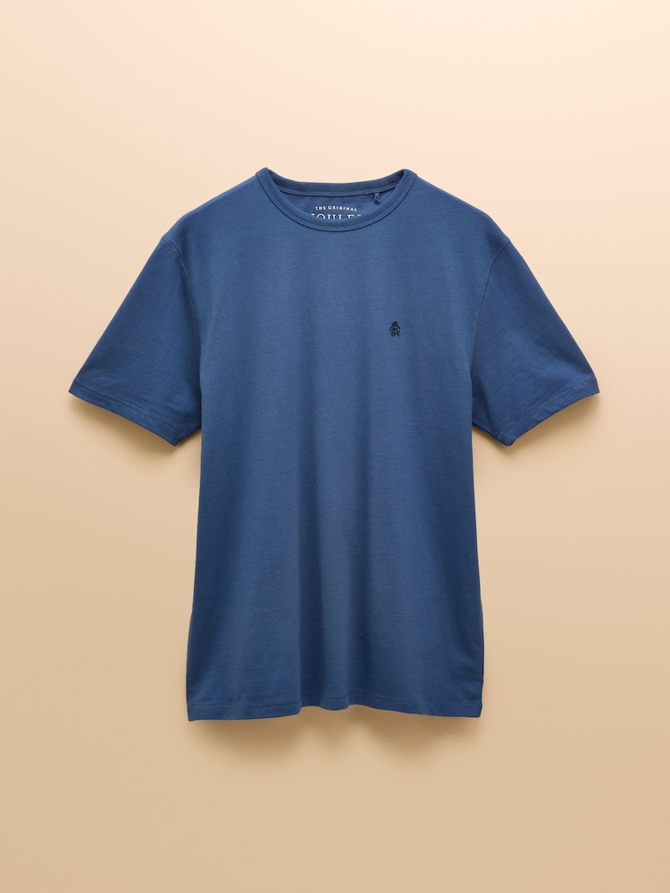 Rugby Club Mid Blue Crew Neck Cotton T-Shirt - Image 7 of 7