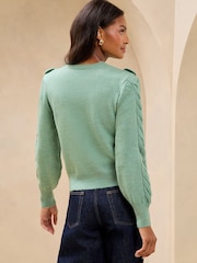 Lipsy Cable Knit Ruffle Front Cosy Jumper - Imagen 4 de 4
