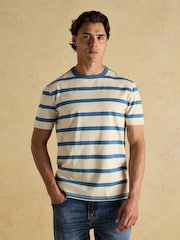 Rugby Club Cream/Blue Crew Neck Cotton T-Shirt - Image 1 of 8