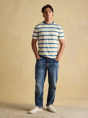 Rugby Club Cream/Blue Crew Neck Cotton T-Shirt - Image 4 of 8