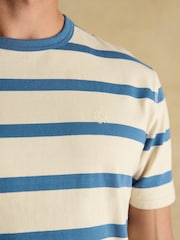 Rugby Club Cream/Blue Crew Neck Cotton T-Shirt - Image 5 of 8