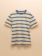 Rugby Club Cream/Blue Crew Neck Cotton T-Shirt - Image 8 of 8