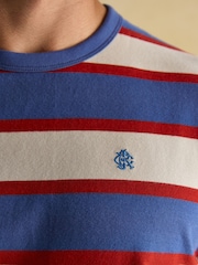 Rugby Club White/Blue Crew Neck Cotton T-Shirt - Image 5 of 8