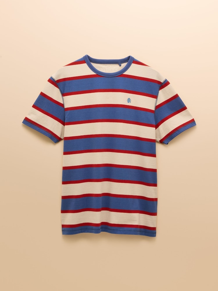 Rugby Club White/Blue Crew Neck Cotton T-Shirt - Image 8 of 8
