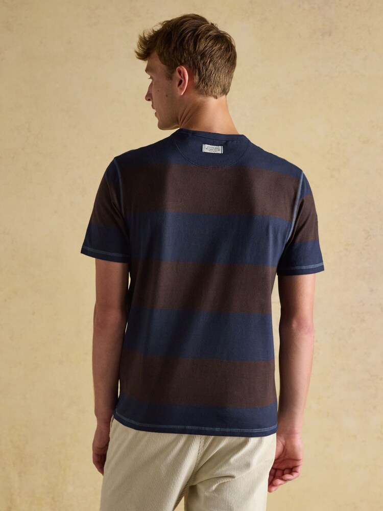 Marrón/azul marino - Rugby Club Crew Neck Cotton T-Shirt - Imagen 2 de 7