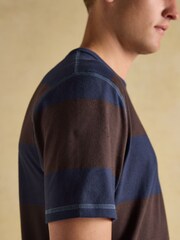 Marrón/azul marino - Rugby Club Crew Neck Cotton T-Shirt - Imagen 3 de 7
