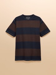 Marrón/azul marino - Rugby Club Crew Neck Cotton T-Shirt - Imagen 7 de 7