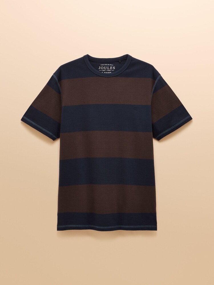 Marrón/azul marino - Rugby Club Crew Neck Cotton T-Shirt - Imagen 7 de 7