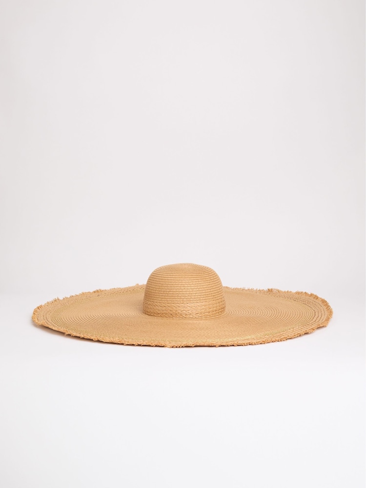 Lipsy Natural Oversize Floppy Raffia Hat - Image 4 of 4