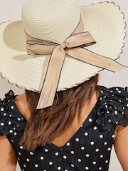 Lipsy Natural Floppy Hat with Bow - Image 2 of 5