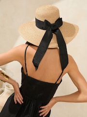 Lipsy Natural Dome Hat with Bow - Image 2 of 4
