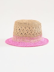 Lipsy Pink Ombre Crochet Effect Bucket Hat - Image 5 of 7