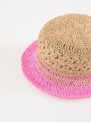 Lipsy Pink Ombre Crochet Effect Bucket Hat - Image 7 of 7