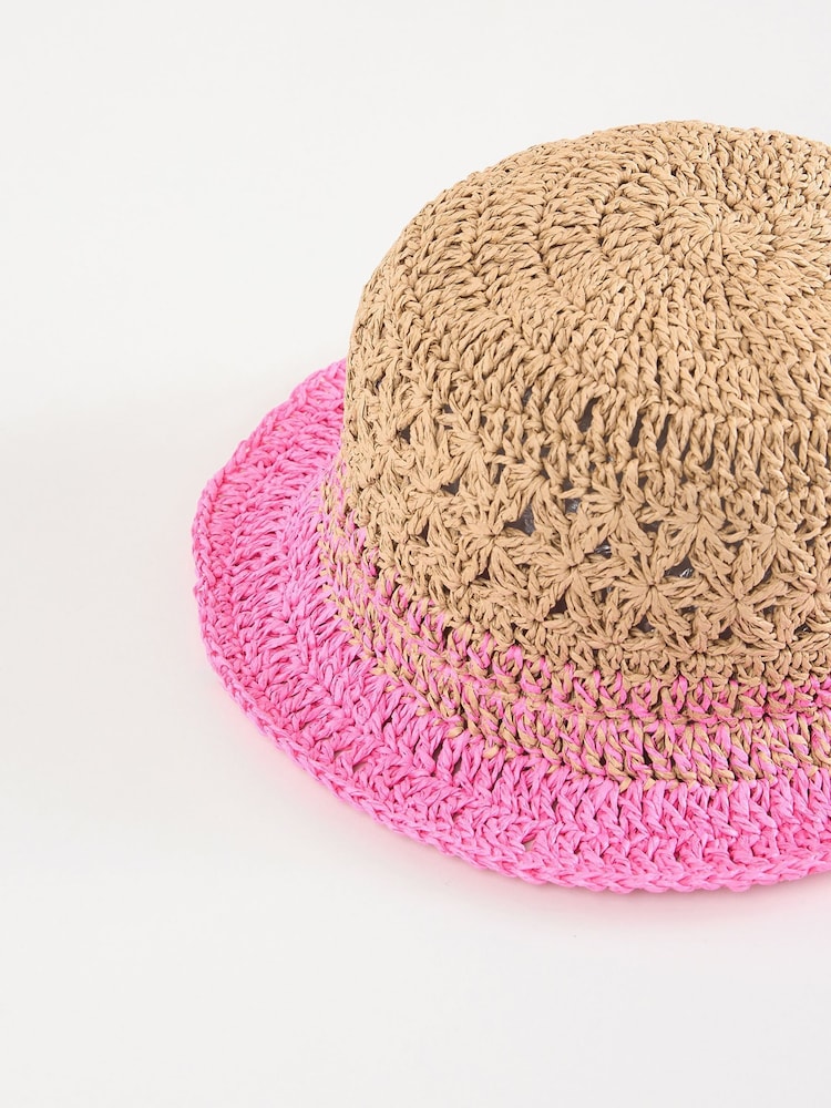 Lipsy Pink Ombre Crochet Effect Bucket Hat - Image 7 of 7