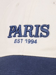Lipsy Cream and Navy Embriodered Graphic Cap - Image 4 of 6