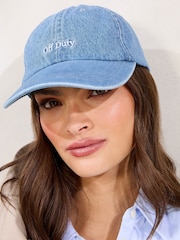 Lipsy Denim Blue Embriodered Graphic Cap - Image 1 of 6
