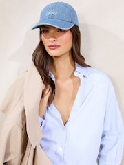 Lipsy Denim Blue Embriodered Graphic Cap - Image 3 of 6