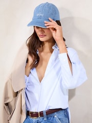 Lipsy Denim Blue Embriodered Graphic Cap - Image 4 of 6