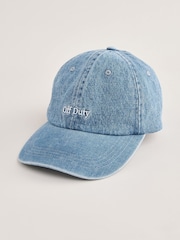 Lipsy Denim Blue Embriodered Graphic Cap - Image 5 of 6