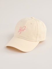 Lipsy Cream and Pink Embriodered Graphic Cap - Image 5 of 6