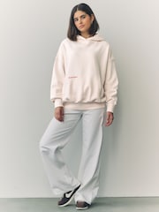 Neutral/Fluro Oversized Neutral/Fluro Summer Blured Floral Print Flower Show Back Graphic Relaxed Fit Longline Hoodie - Image 2 of 9