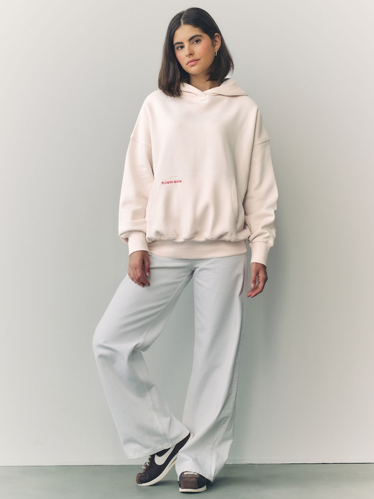 Neutral Flower Graphic Oversized Hoodie - Image 2 of 9 Neutral Flower Graphic Oversized Hoodie - Image 2 of 9