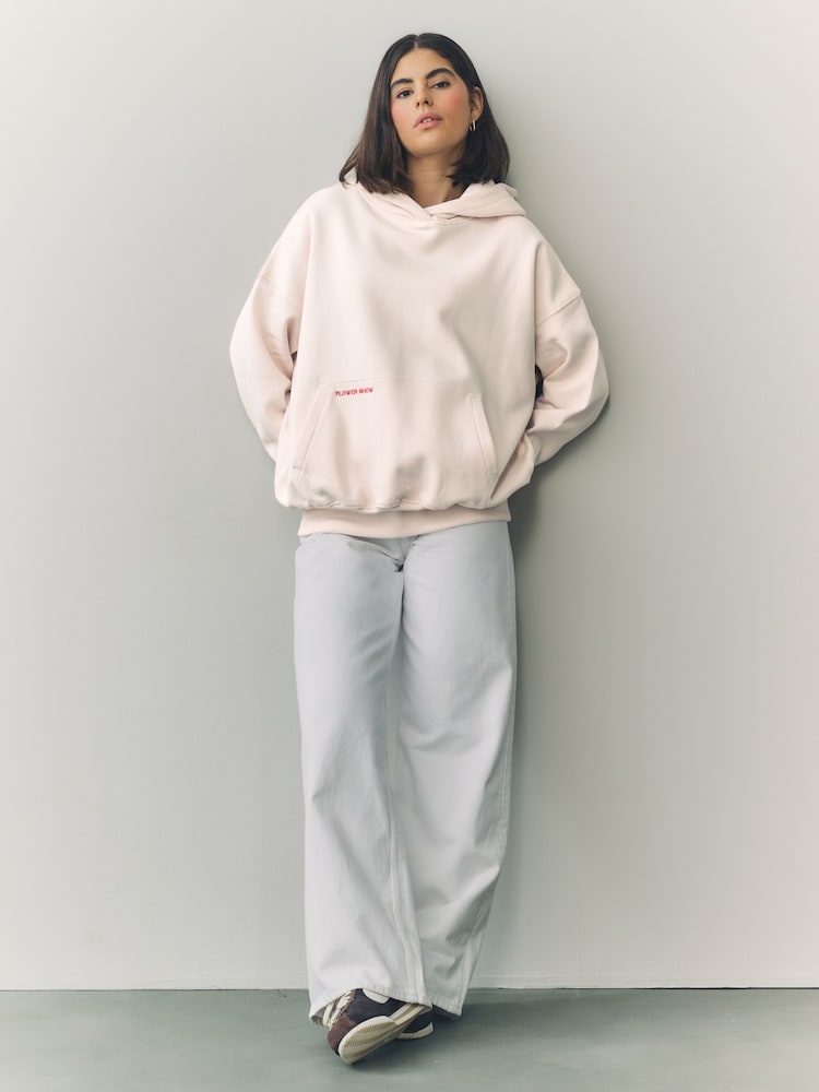 Neutral Flower Graphic Oversized Hoodie - Image 3 of 9