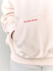 Neutral/Fluro Oversized Neutral/Fluro Summer Blured Floral Print Flower Show Back Graphic Relaxed Fit Longline Hoodie - Image 7 of 9