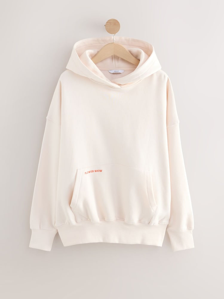 Neutral Flower Graphic Oversized Hoodie - Image 8 of 9