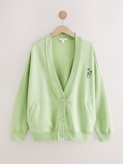 Green NYC Back Graphic Boyfriend Oversized Varsity Style Jersey Longline Cardigan - Image 6 of 8