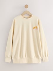 Ecru Oversized Champage and Oyster Club Fun Lemon Summer Longline Graphic Crewneck Sweatshirt - Image 5 of 8