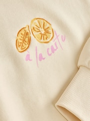 Ecru Oversized Champage and Oyster Club Fun Lemon Summer Longline Graphic Crewneck Sweatshirt - Image 7 of 8