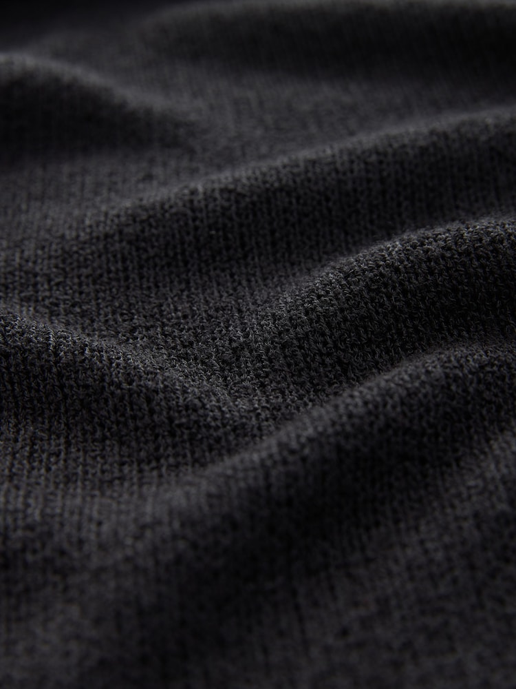 Black Draped Slash Neck Sheerknit Crochet Slouch Top - Image 7 of 8