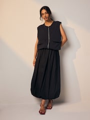 Black Slinky Supersoft Puffball Bubble Hem Gilet - Image 3 of 7
