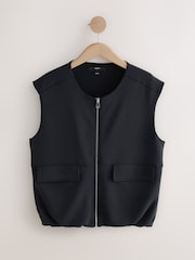 Black Slinky Supersoft Puffball Bubble Hem Gilet - Image 5 of 7