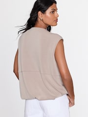 Ecru Slinky Supersoft Puffball Bubble Hem Gilet - Image 2 of 8