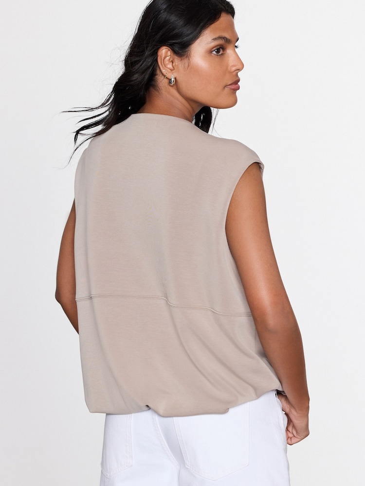 Ecru Slinky Supersoft Puffball Bubble Hem Gilet - Image 2 of 8