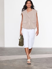 Ecru Slinky Supersoft Puffball Bubble Hem Gilet - Image 4 of 8