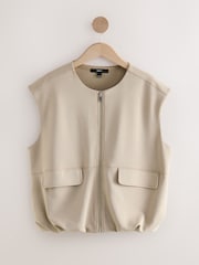 Ecru Slinky Supersoft Puffball Bubble Hem Gilet - Image 6 of 8