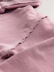 بنفسجي موف - Relaxed Fit Washed Cotton V-Neck Hoodie - صورة 5 من 5