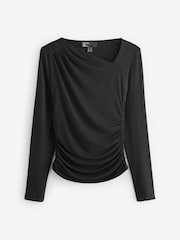 Friends Like These Black Long Sleeve Jersey Drape Top - Image 5 of 5