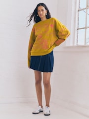 Olive Green Graphic Print All-Over Premium Embellished Embroidery Oriental Sweatshirt - Image 5 of 9